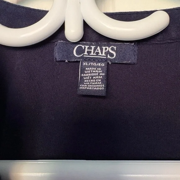 Chaps Navy Sleeveless Ruffle Top - Picture 3 of 3